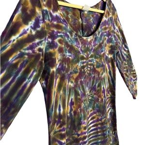 Purple Tie Dye Long Sleeve Cotton Dress Dharma Trading Company Medium